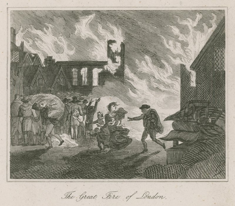 The Great Fire of London by English School