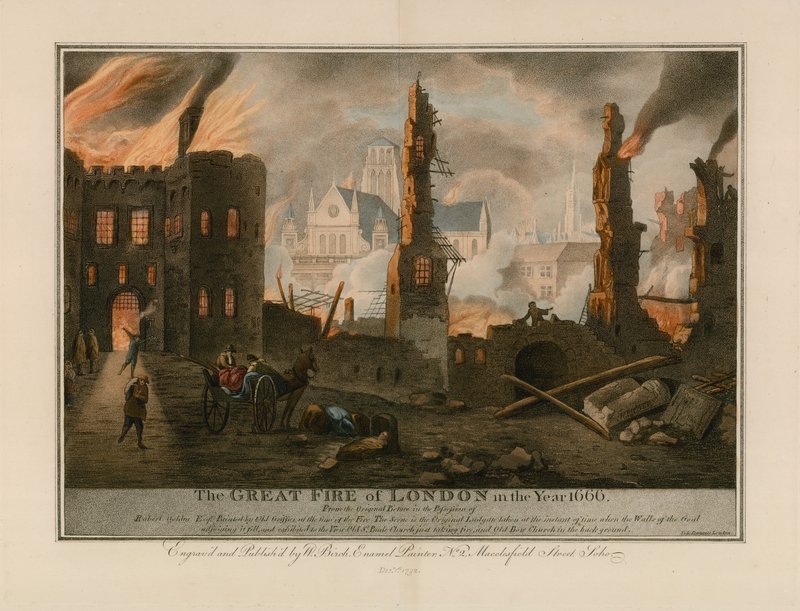 The Great Fire of London in 1666 by English School