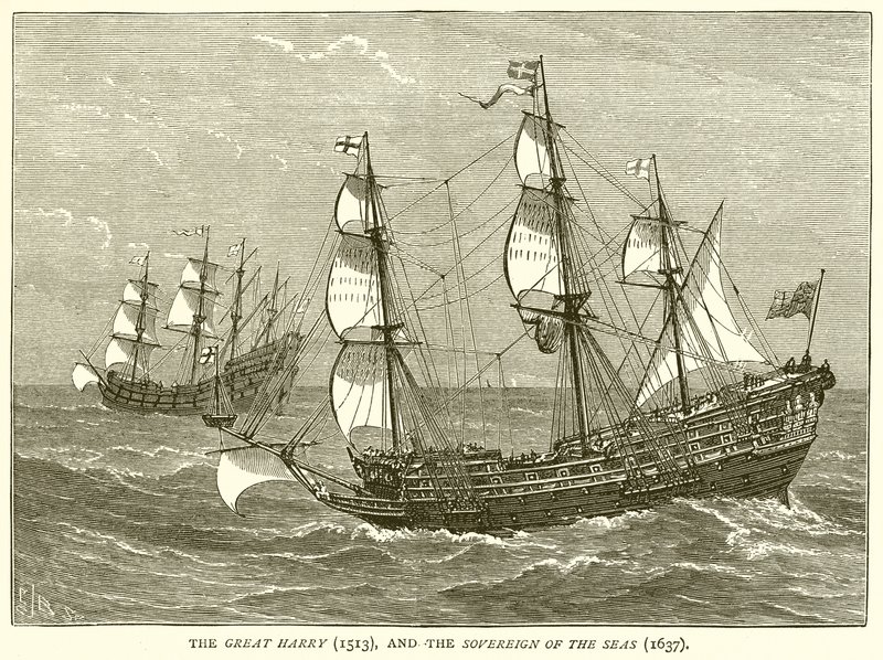 The Great Harry and the Sovereign of the Seas by English School