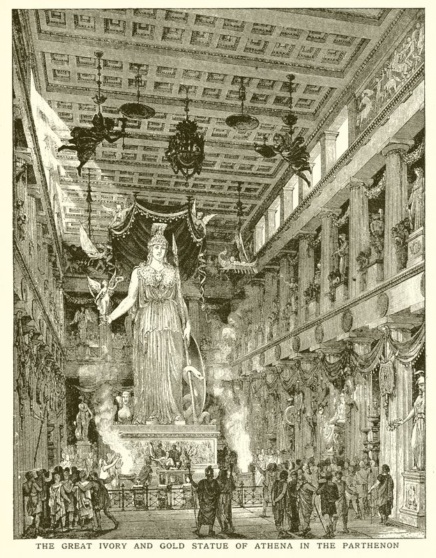 The Great Ivory and Gold Statue of Athena in the Parthenon by English School