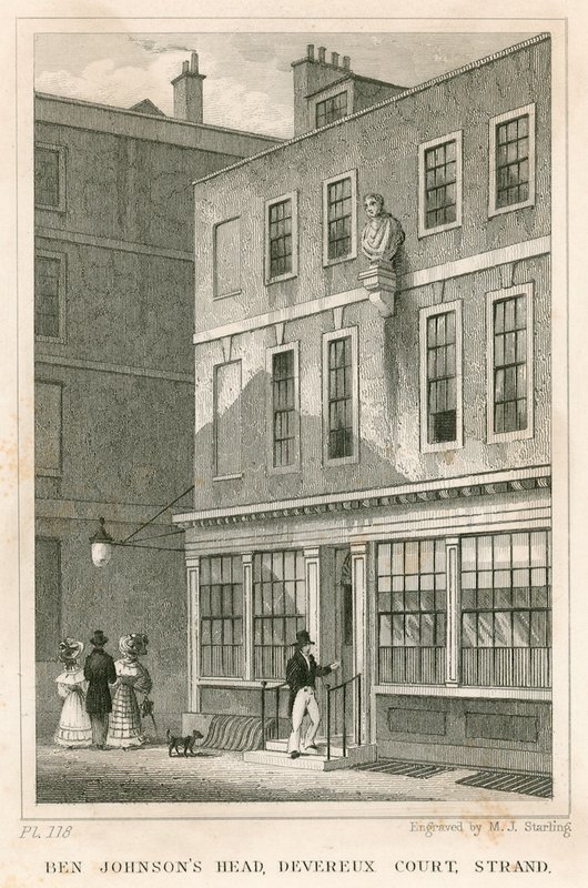 The Grecian Coffee House, Devereux Court, Strand, Featuring a Bust of Ben Johnson by English School
