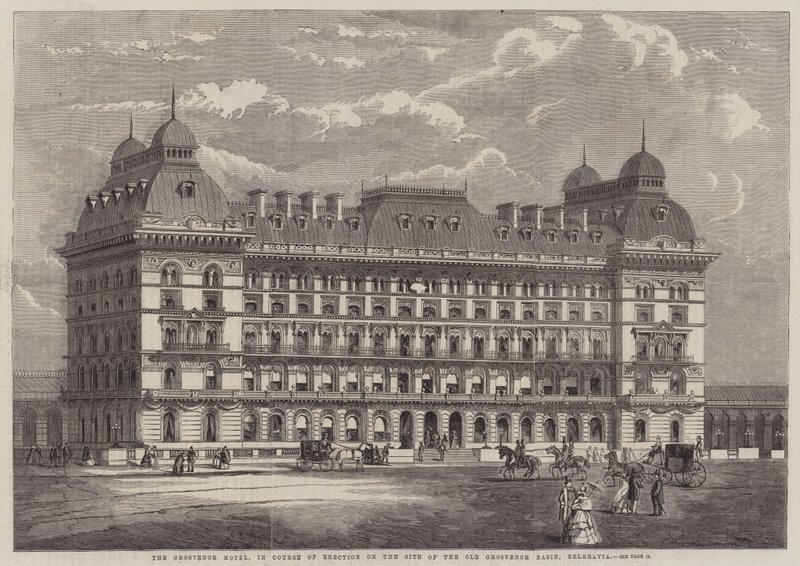 The Grosvenor Hotel, in Course of Erection on the Site of the Old Grosvenor Basin, Belgravia by English School