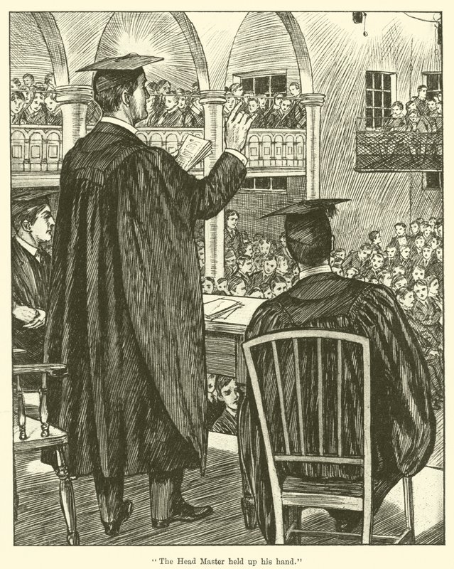 The Head Master Held Up His Hand by English School