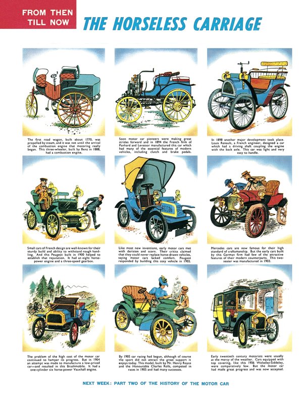 The Horseless Carriage, a history of the car by English School