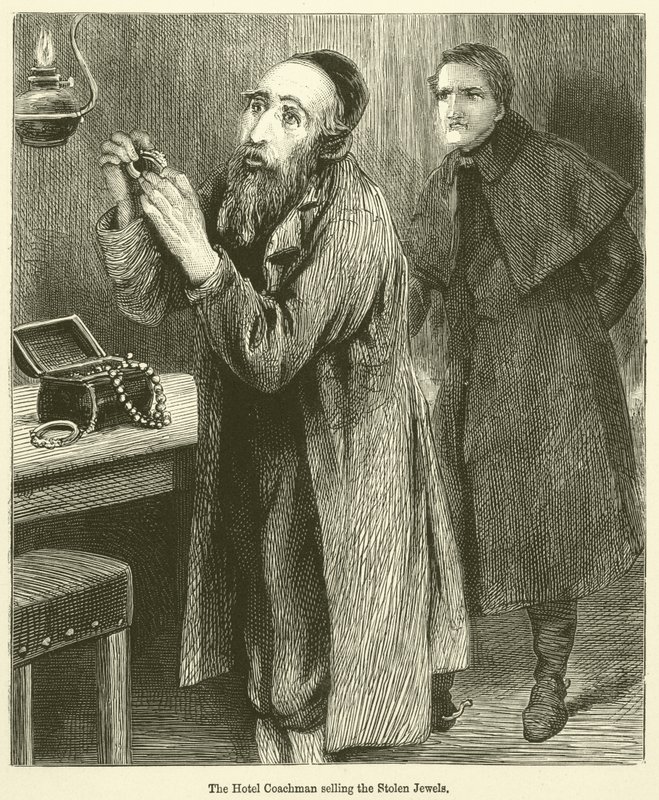 The Hotel Coachman Selling the Stolen Jewels by English School