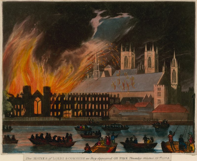 The Houses of Lords and Commons as They Appeared on Fire, 16 October 1834 by English School