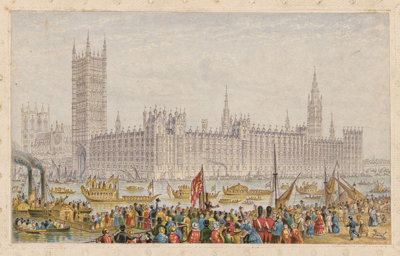 The Houses of Parliament, Palace of Westminster, London by English School