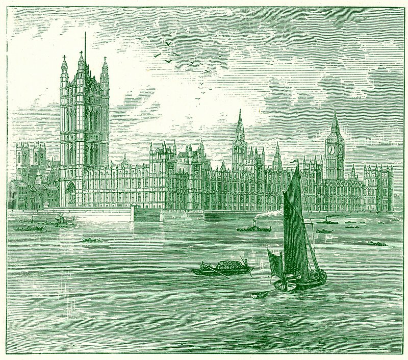 The Houses of Parliament and Westminster Abbey by English School