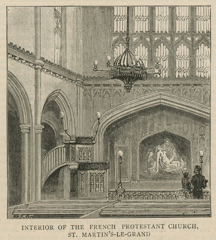 The Huguenots in England: Interior of the French Protestant Church, St Martins-le-Grand by English School