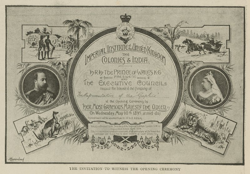 The Imperial Institute: The Invitation to Witness the Opening Ceremony by English School