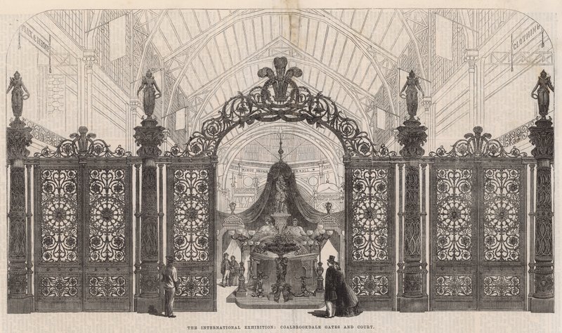 The International Exhibition; Coalbrookdale Gates and Court by English School