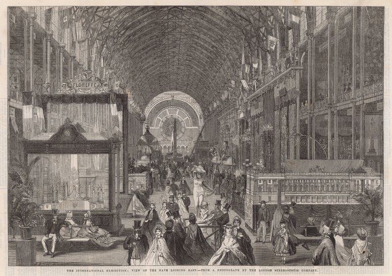 The International Exhibition; View of the Nave Looking East by English School