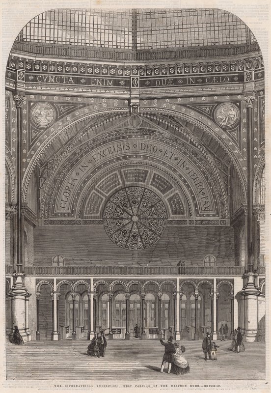 The International Exhibition; West porticos of the western dome by English School