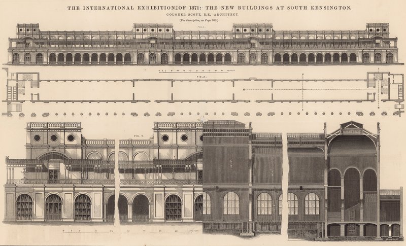 The International Exhibition of 1871 - The New Buildings at South Kensington by English School