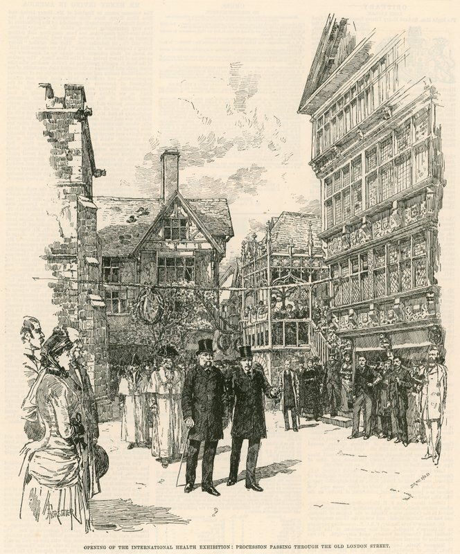 The International Health Exhibition at South Kensington: Procession Passing Through the Old London Street by English School