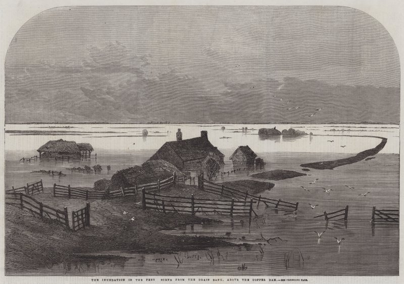 The Inundation in the Fens, Scene from the Drain Bank, above the Coffer Dam by English School