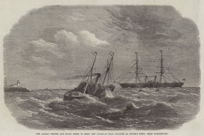 The Jackal Tender and Boats going to meet the American Mail Steamer at Roche