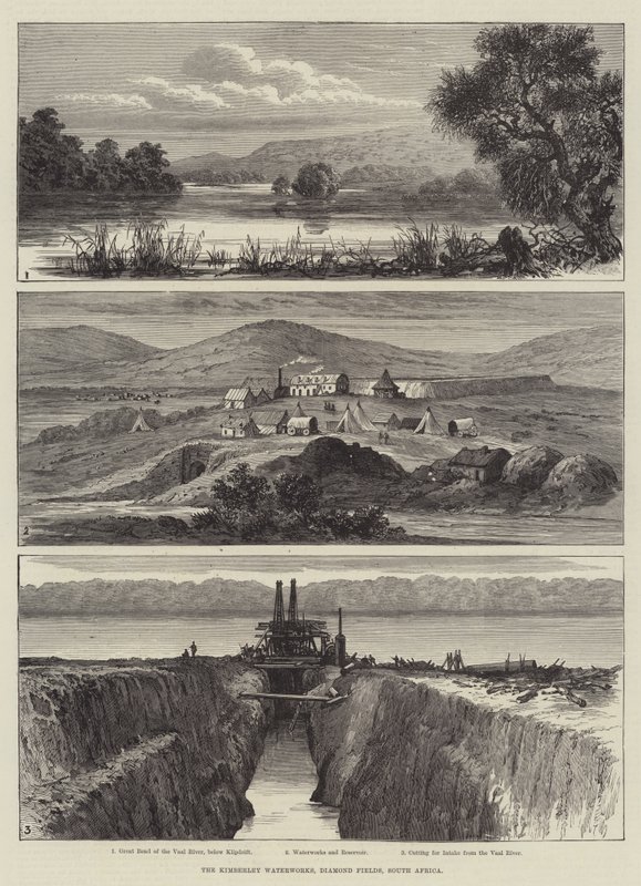 The Kimberley Waterworks, Diamond Fields, South Africa (engraving) by English School