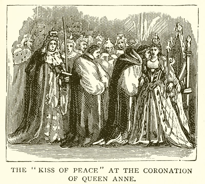 The Kiss of Peace at the Coronation of Queen Anne by English School