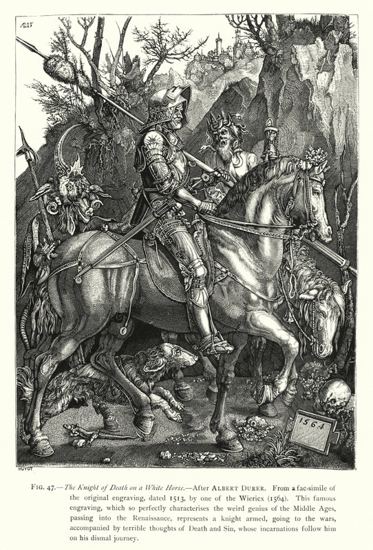 The Knight of Death on a White Horse by English School