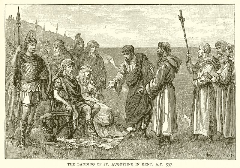 The Landing of St. Augustine in Kent, A.D. 597 by English School