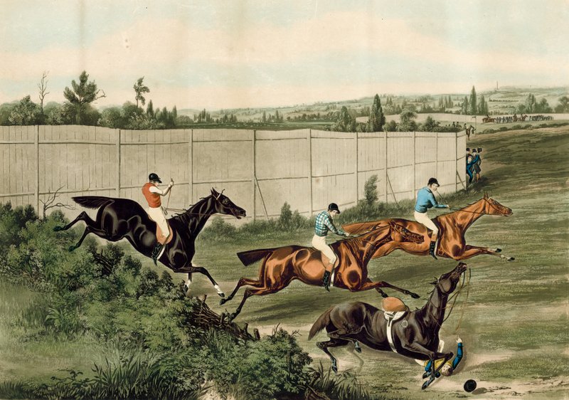 The Last Fence, Representing the Last Steeplechase which Took Place at the Hippodrome Race Course, Kensington, London by English School