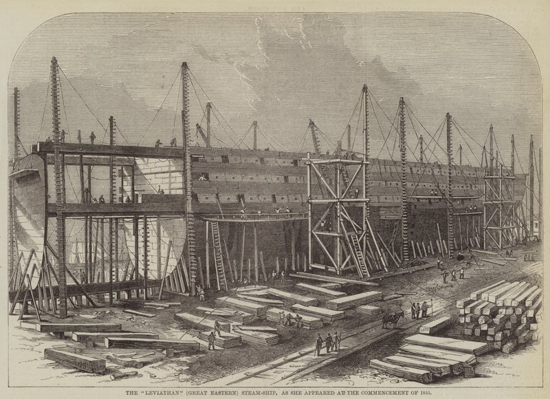 The "Leviathan" (Great Eastern) Steam-Ship, as she appeared at the Commencement of 1855 by English School