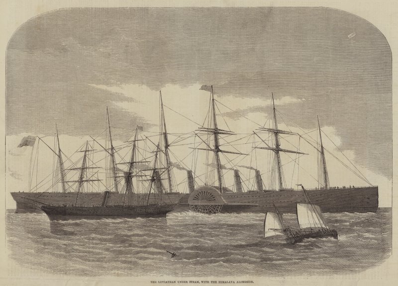 The Leviathan under Steam, with the Himalaya alongside by English School