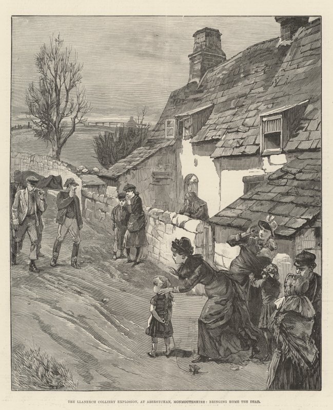 The Llanerch Colliery Explosion, at Abersychan, Monmouthshire, bringing Home the Dead by English School