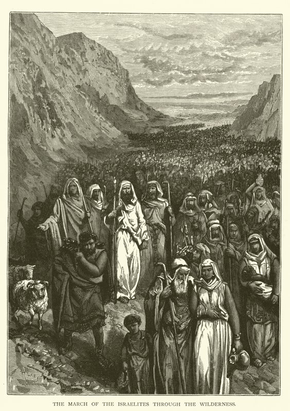 The March of the Israelites through the wilderness by English School