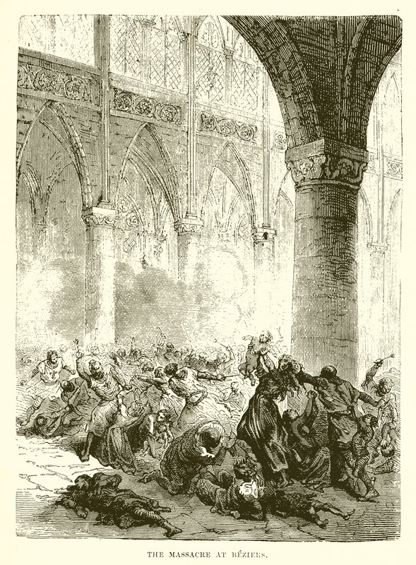 The Massacre at Beziers by English School