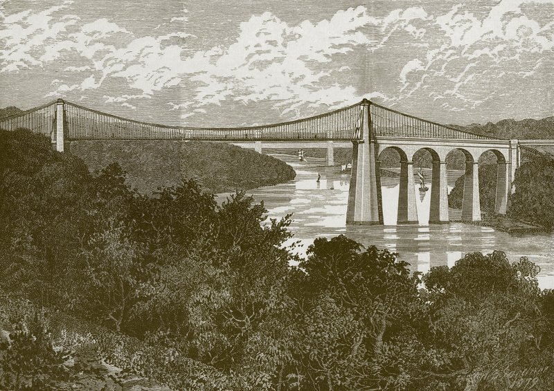 The Menai Suspension Bridge by English School