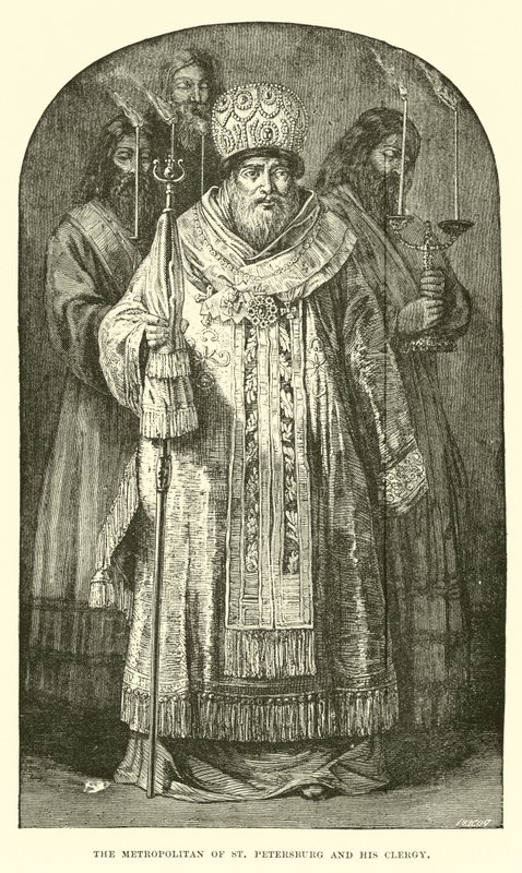 The Metropolitan of St Petersburg and His Clergy by English School