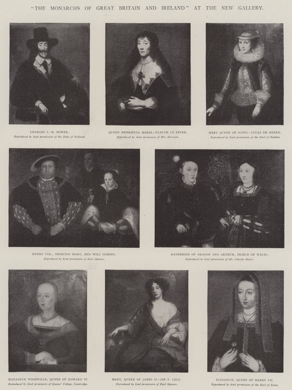 The Monarchs of Great Britain and Ireland at the New Gallery by English School