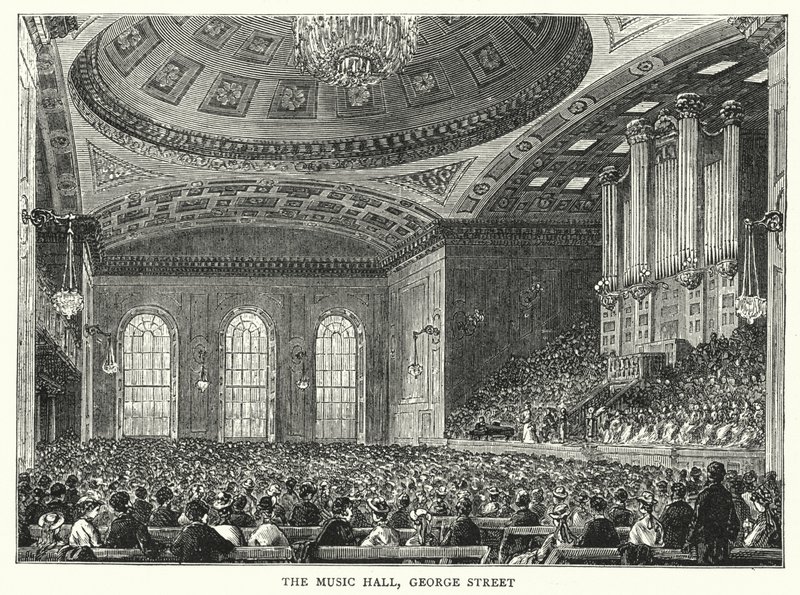 The Music Hall, George Street (engraving) by English School