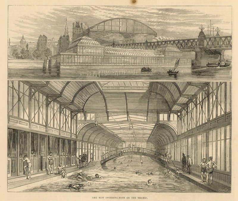 The New Swimming Baths on the Thames by English School