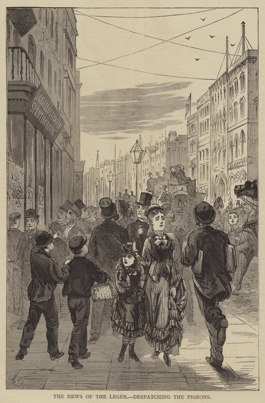 The News of the Leger, Despatching the Pigeons by English School