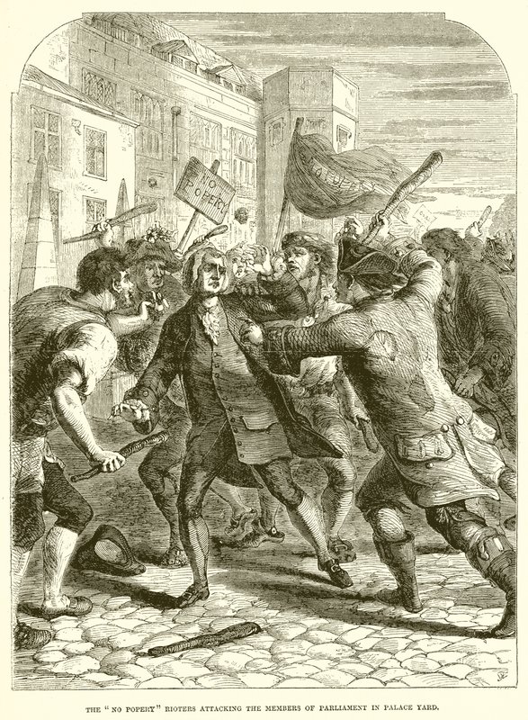 The No Popery Rioters Attacking the Members of Parliament in Palace Yard by English School