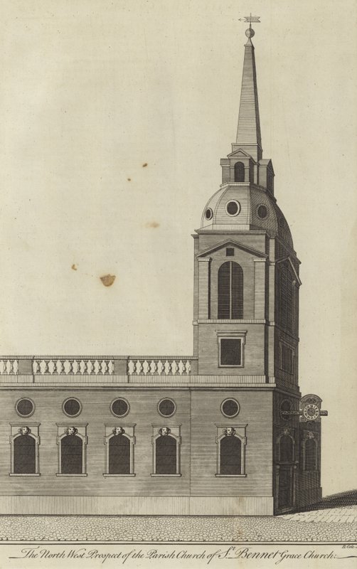 The North West Prospect of the Parish Church of St Benet Gracechurch, London by English School