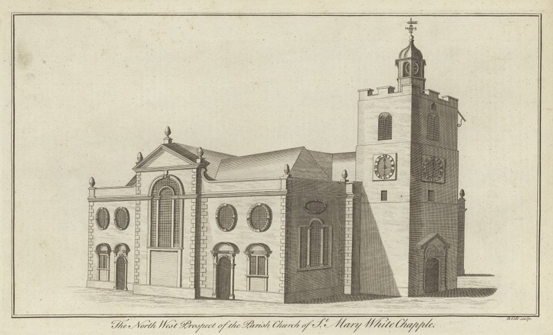 The North West Prospect of the Parish Church of St Mary Whitechapel, London by English School