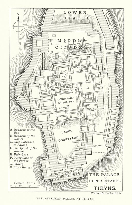 The Palace or Upper Citadel of Tiryns by English School