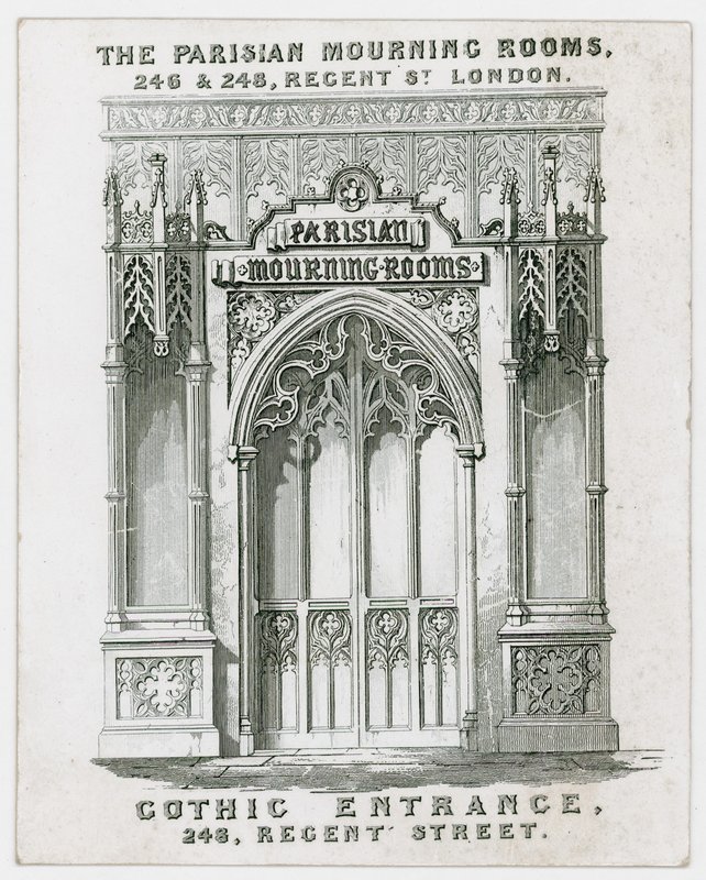 The Parisian Mourning Rooms, Trade Card by English School