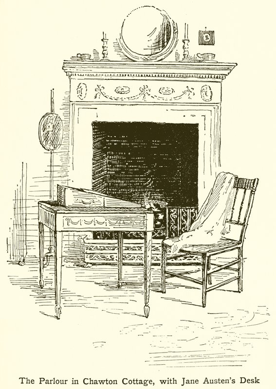 The Parlour in Chawton Cottage, with Jane Austen