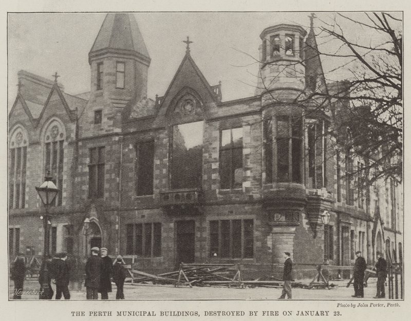 The Perth Municipal Buildings, destroyed by Fire on 23 January by English School