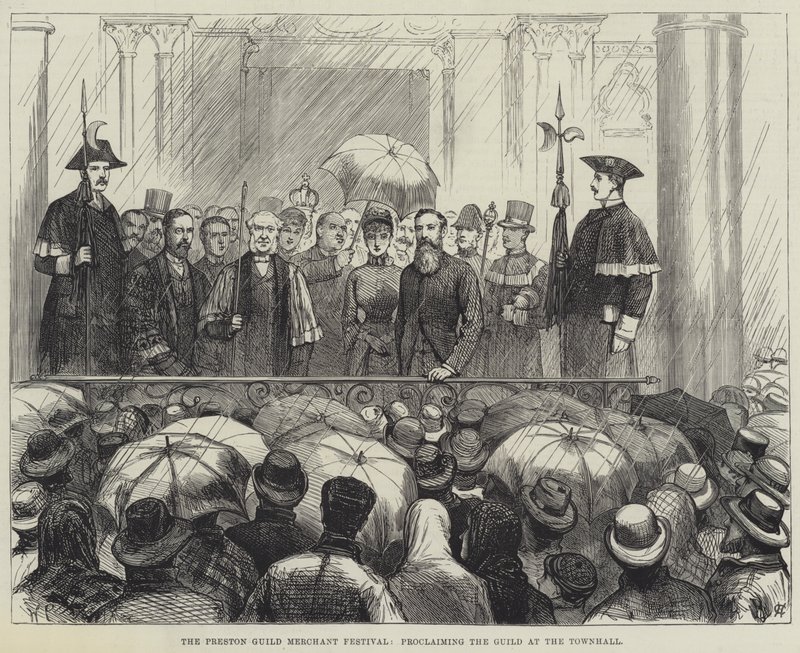 The Preston Guild Merchant Festival, proclaiming the Guild at the Townhall by English School