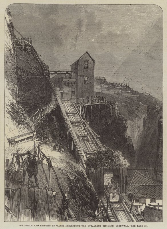 The Prince and Princess of Wales Descending the Botallack Tin-Mine, Cornwall by English School
