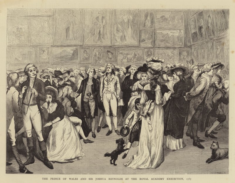 The Prince of Wales and Sir Joshua Reynolds at the Royal Academy Exhibition by English School