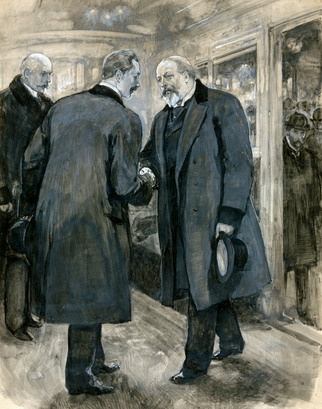 The Prince of Wales Greeting the German Emperor, Charing Cross Station, 20 January 1901 by English School