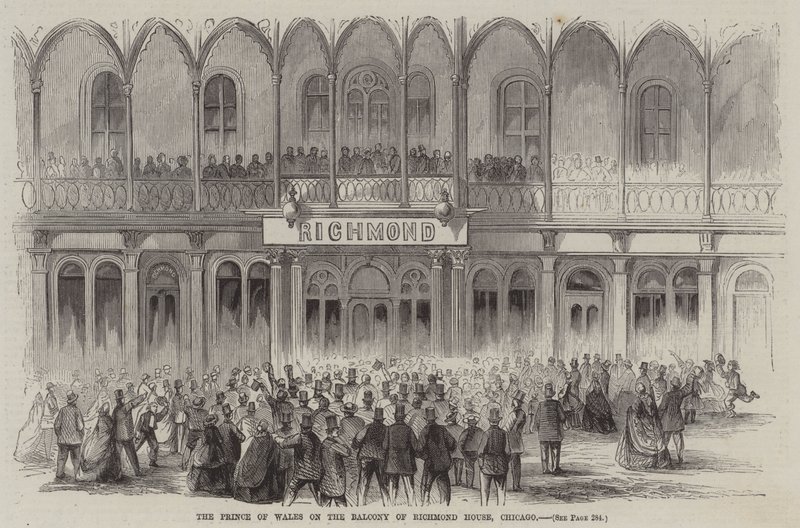 The Prince of Wales on the Balcony of Richmond House, Chicago by English School