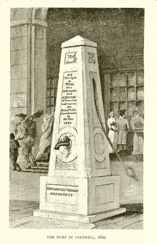 The Pump in Cornhill, 1800 by English School